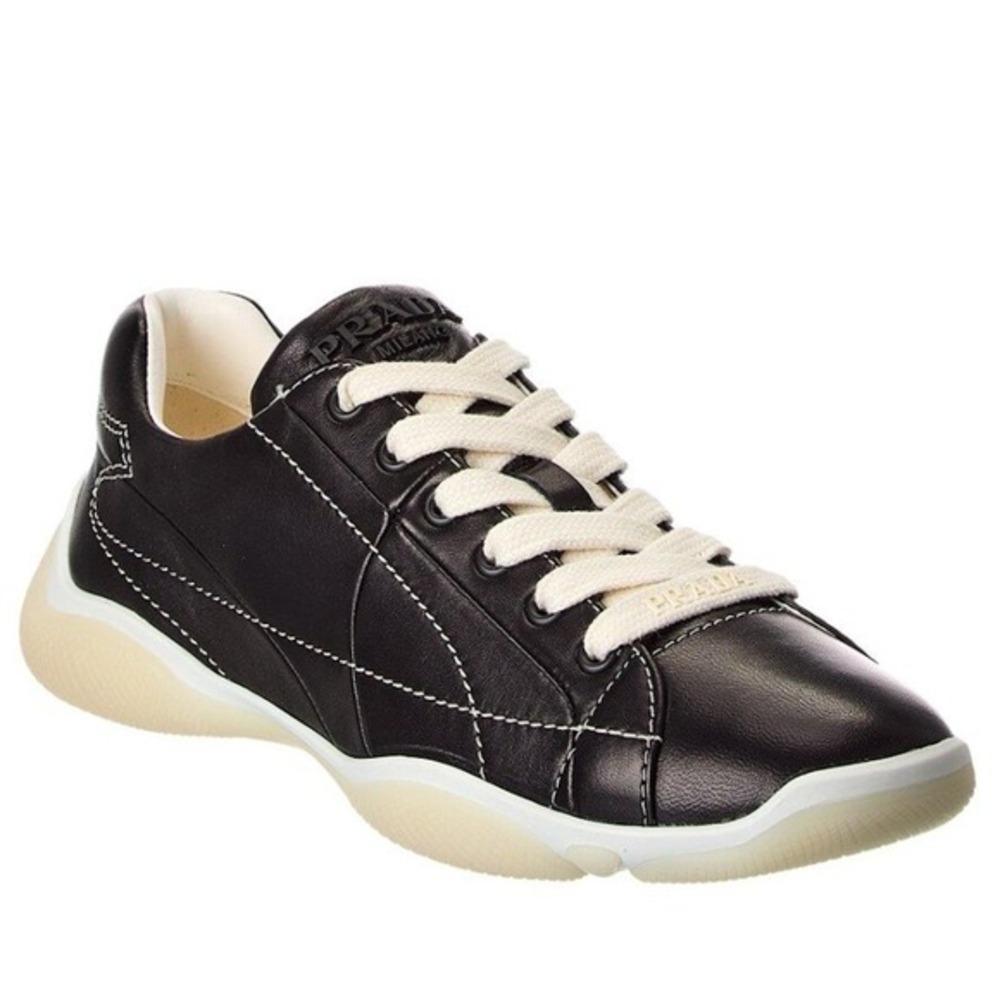 Prada re-edition Men's Black Nappa Leather Sneakers Shoes 2EE429, Size UK 7.5